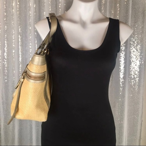 Coach Legacy Straw and Gold Metallic Leather Tote - Picture 4 of 9